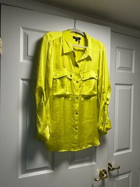 DKNY Neon Yellow Button-Up Blouse